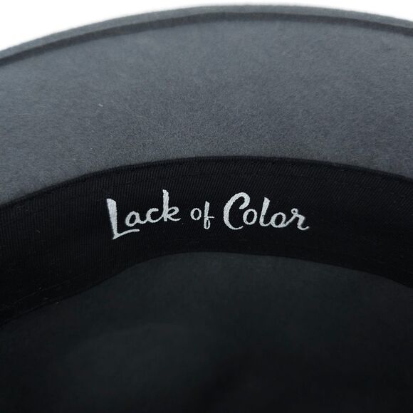 A LACK OF COLOR Rocco Wool Fedora Western Cowgirl Boho Hat Gray Tan Leather 57cm - Picture 10 of 11